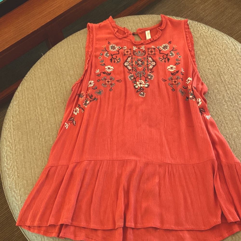 Coral embroidered top